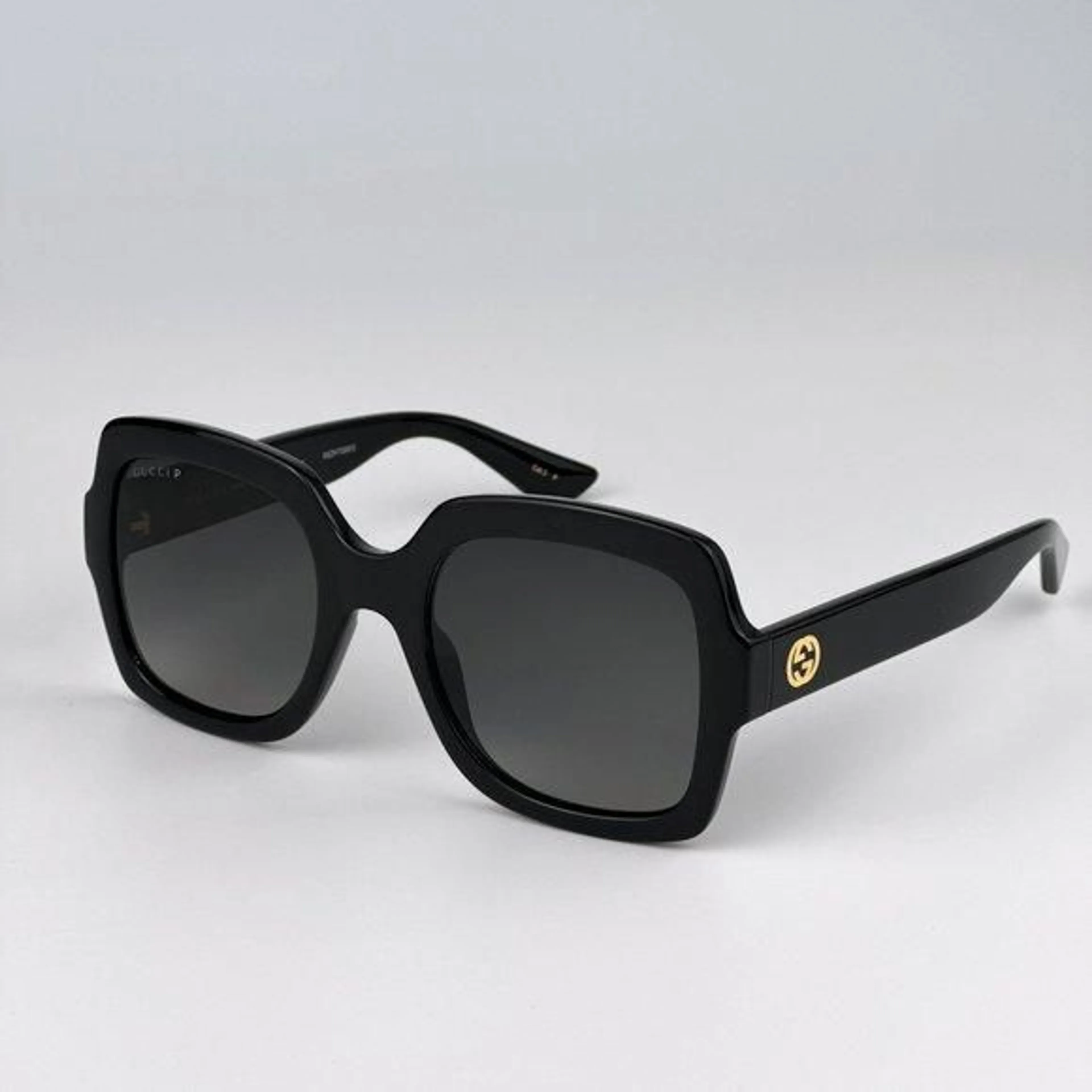 NEW Gucci GG1337S 002 Shiny Black Gradient Gray Polarized Square 