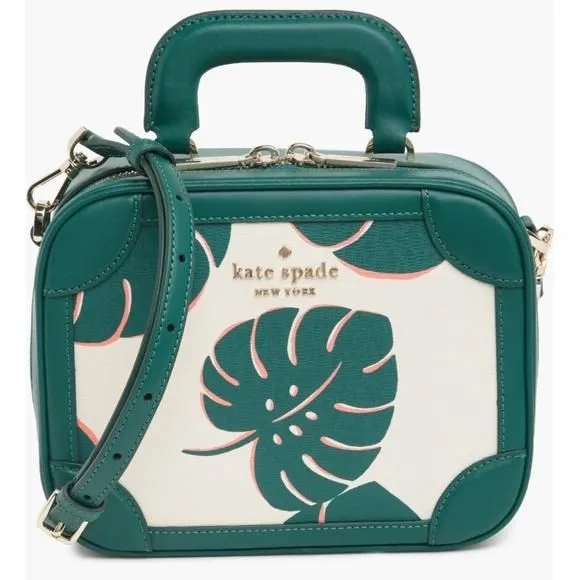 Store Kate Spade monstera leaves traveler trunk crossbody bag