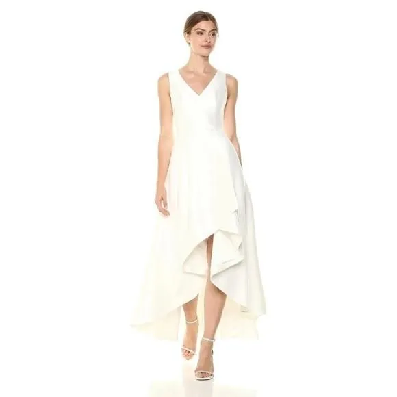 CALVIN KLEIN High-Low A-Line Gown, white evening dress