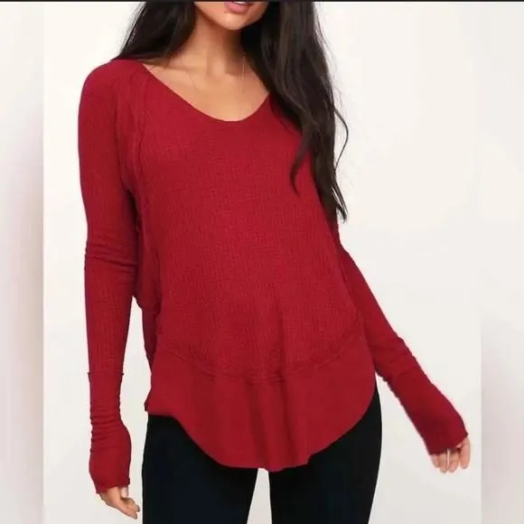 Free people Catalina red long sleeve thermal size medium Whatnot Buy Sell Go Live