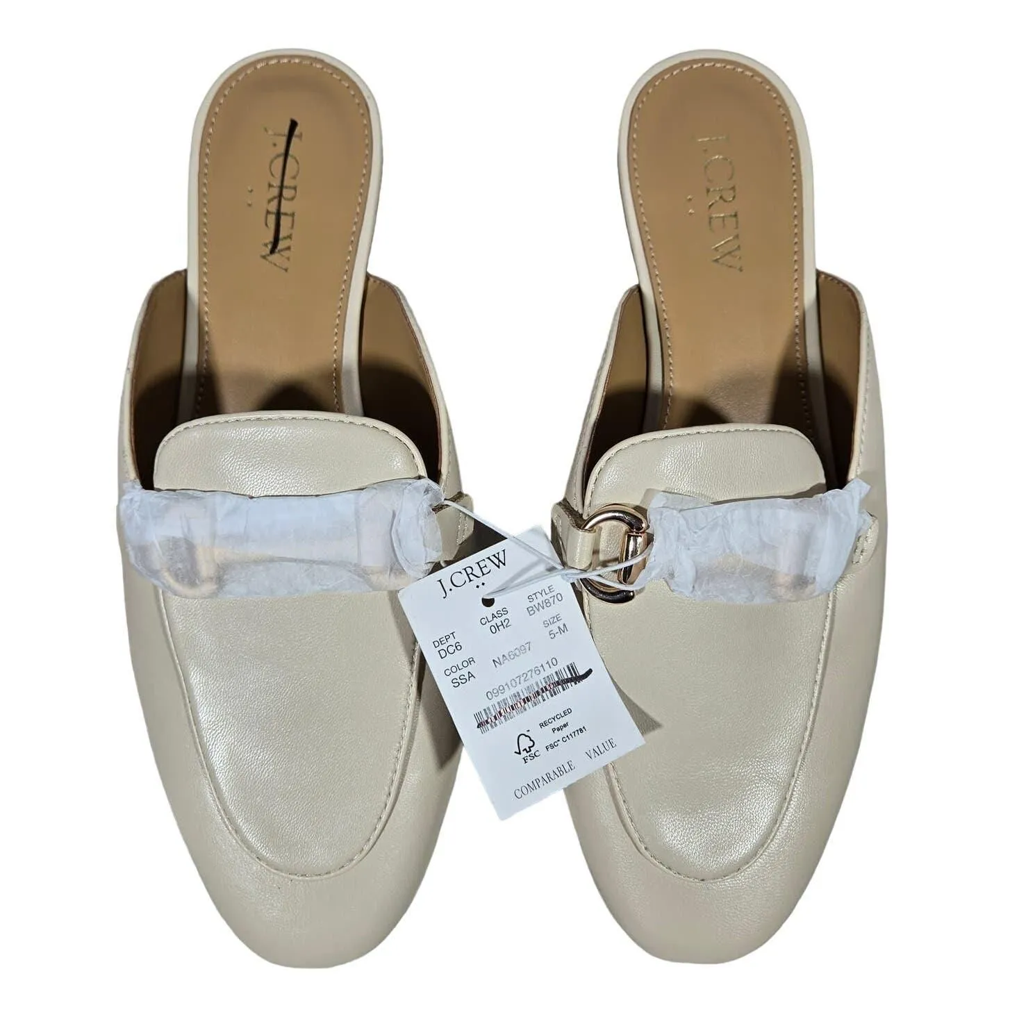 J. Crew Factory Bit loafer mules in Natural 5 M NWT · Whatnot: Buy 