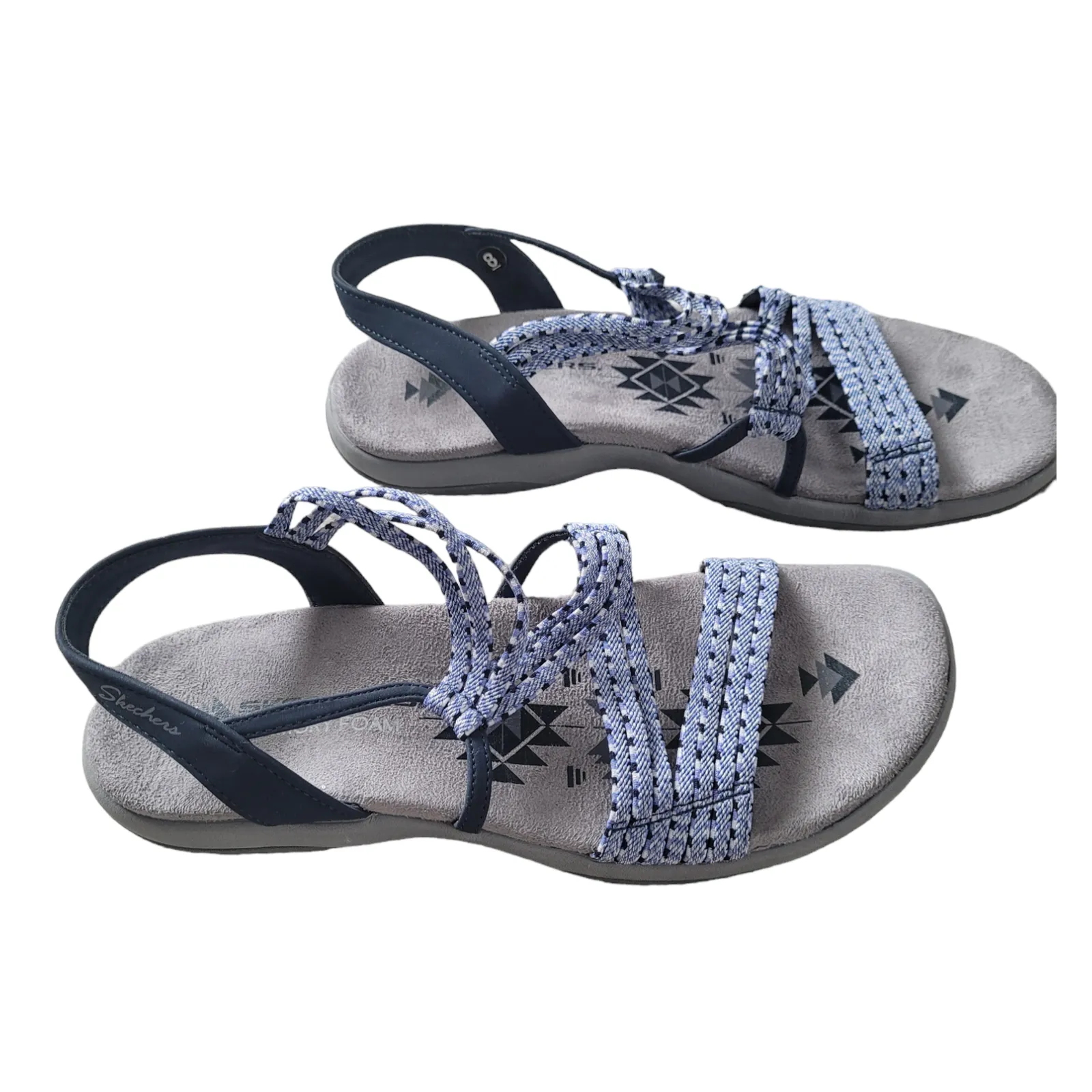 Skechers Women s Sz 8 Blue Memory Foam Stretch Slingback Reggae Slim Sandals Whatnot Buy Sell Go Live