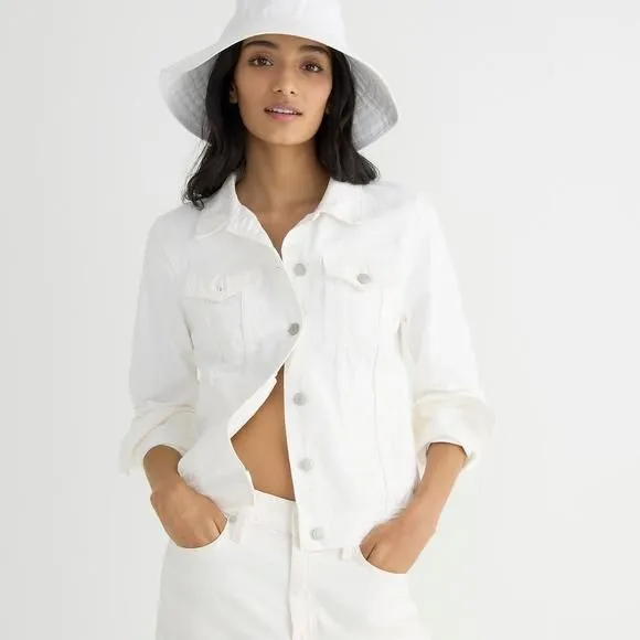 J crew white denim jacket best sale