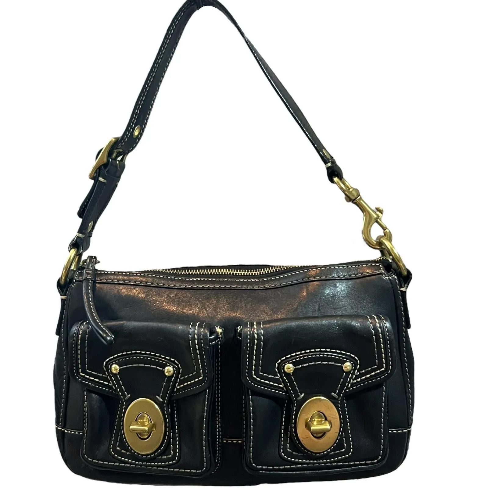 Vintage Coach Legacy Turnlock Leather Satchel Bag Purse