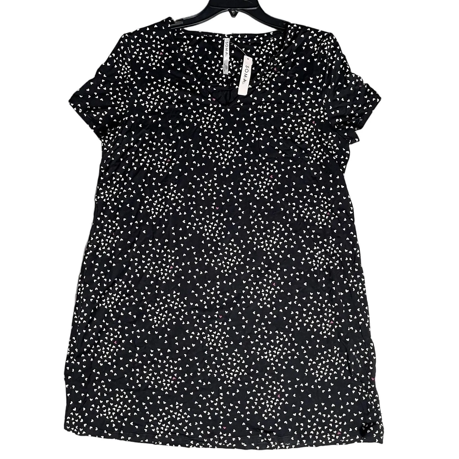 Soma Cool Nights Short Sleeve Sleep Night Shirt PJ Gown Heartbreaker