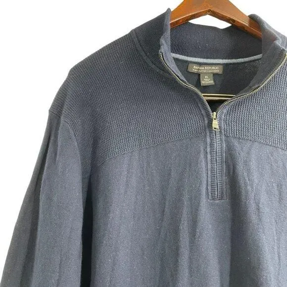 Banana Republic Blue Pima Cotton Cashmere Blend Quarter Zip