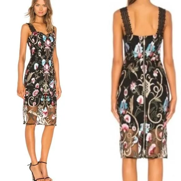 Bronx and Banco Midi Embroidered Floral dress cheapest