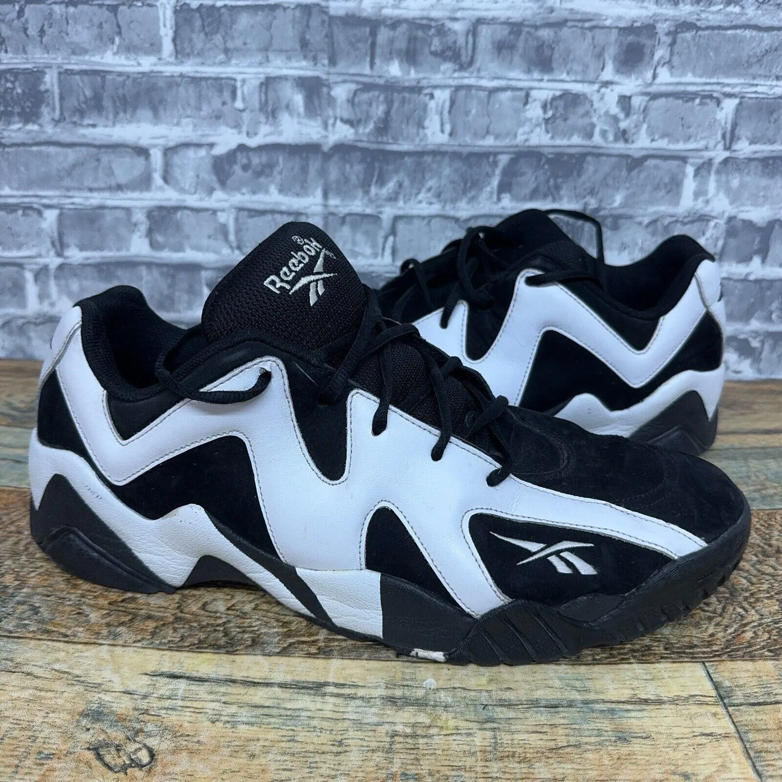 Reebok Kamikaze II Low Black White Shawn Kemp M44438 Mens Size 13