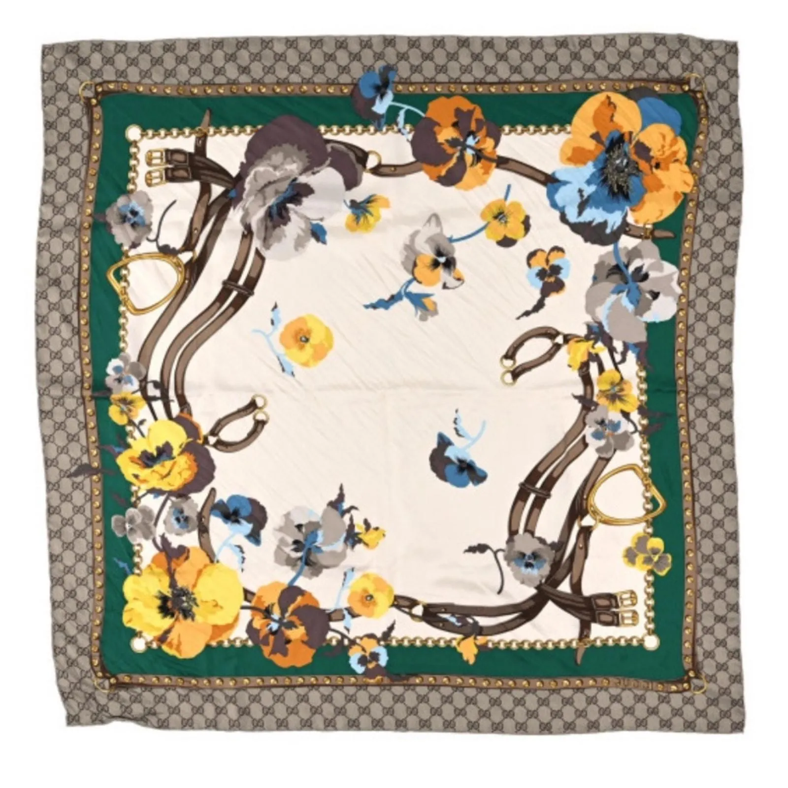 BNWT* Silk Twill GG Monogram New Panshie Square Silk Scarf