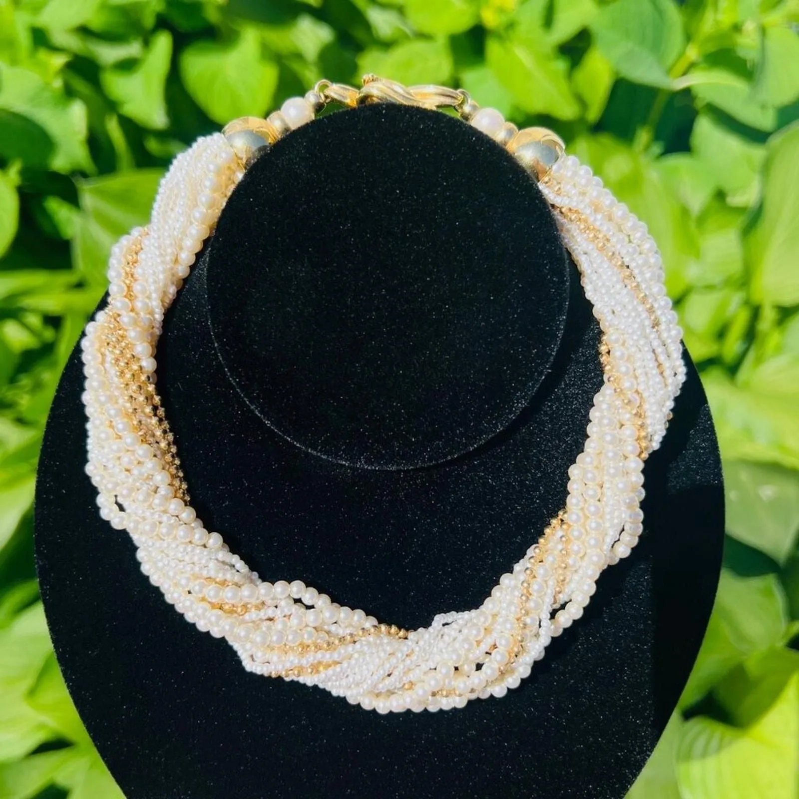 Multi strand twisted pearl necklace deals