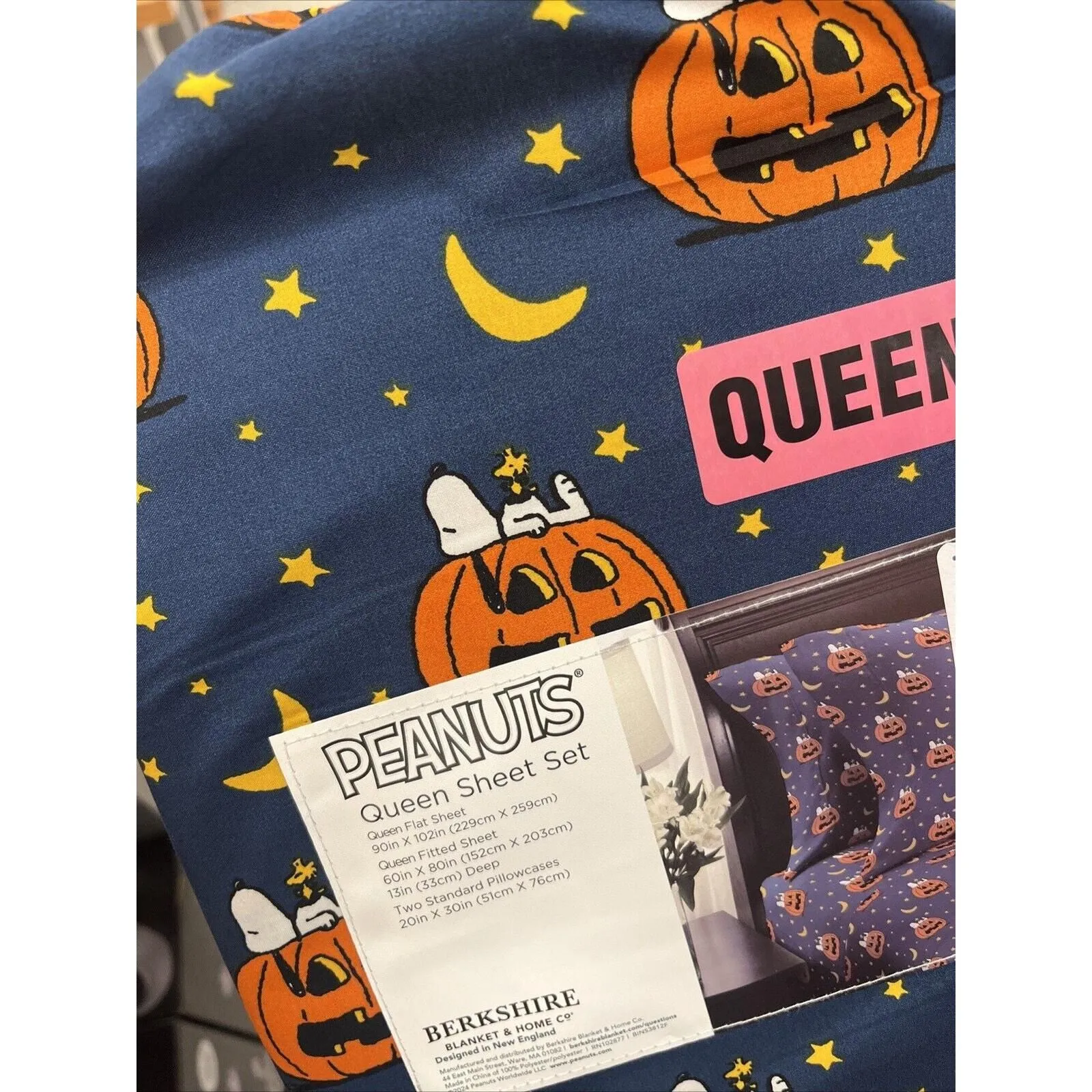 Berkshire 2024 Halloween Peanuts Pumpkin Bed Queen Sheet Set