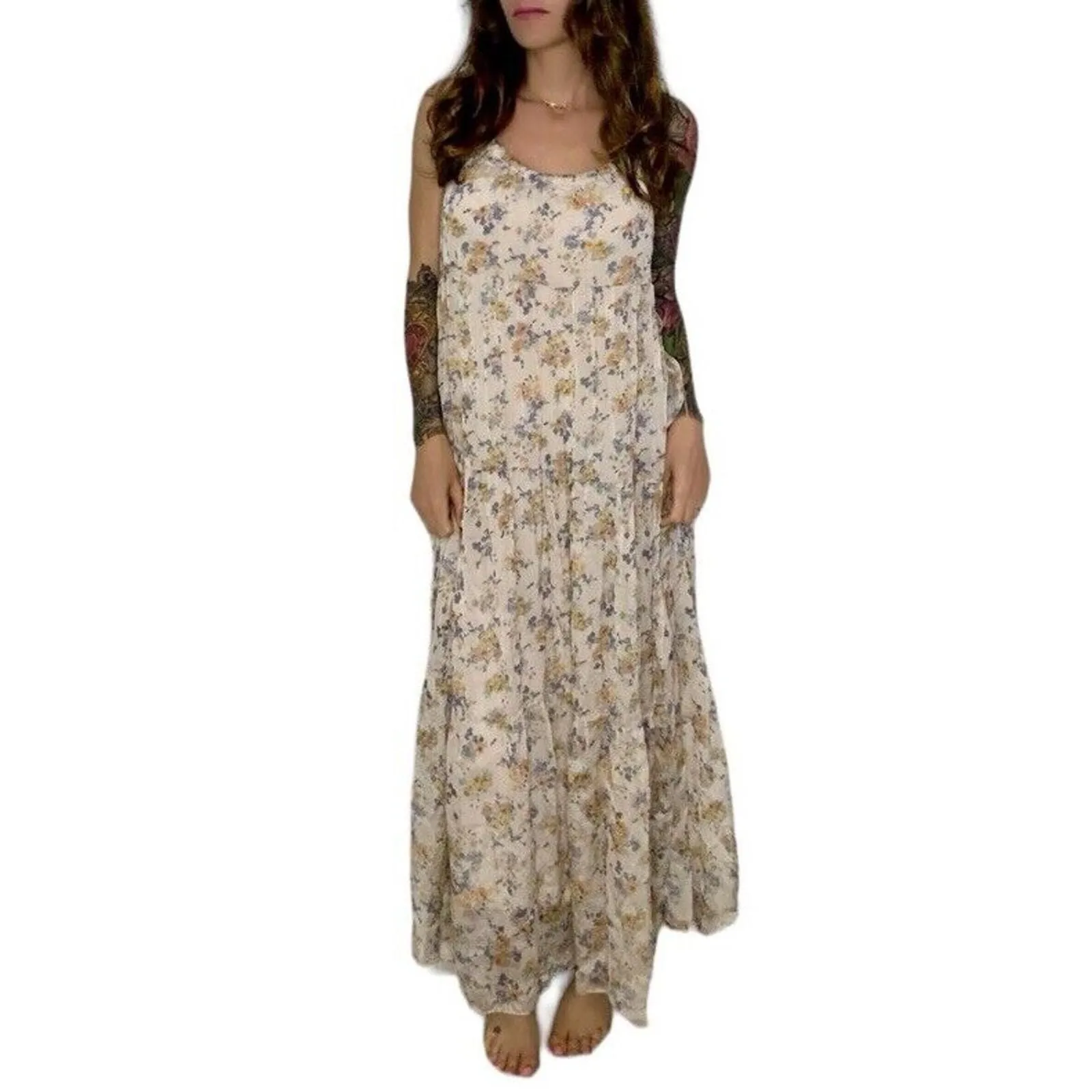 Elena Baldi Silk sale Floral Boho Dress