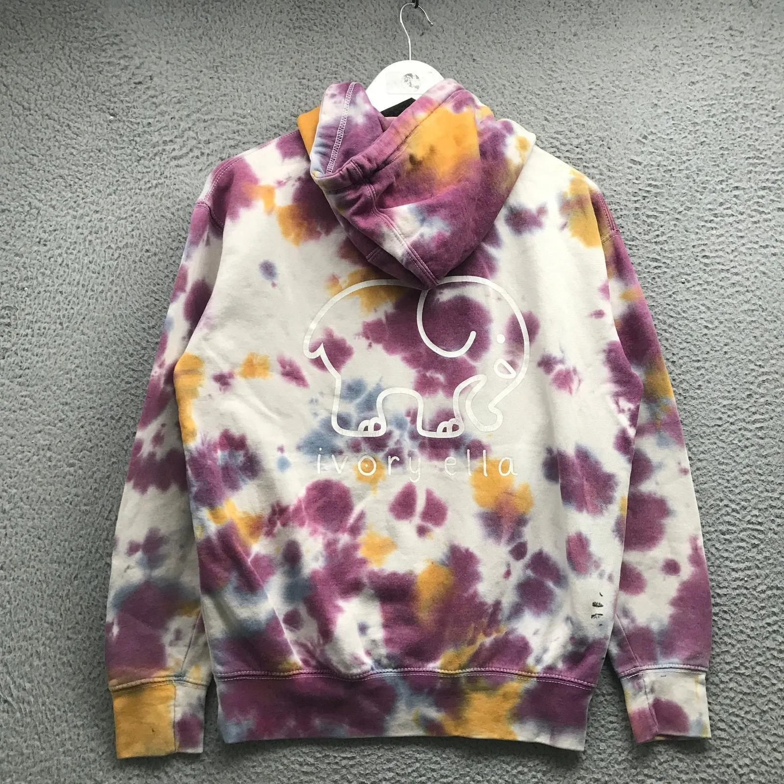 Ivory Ella Sweatshirt Hoodie Women s Small S Tie Dye Graphic Pocket Purple White Whatnot Buy Sell Go Live