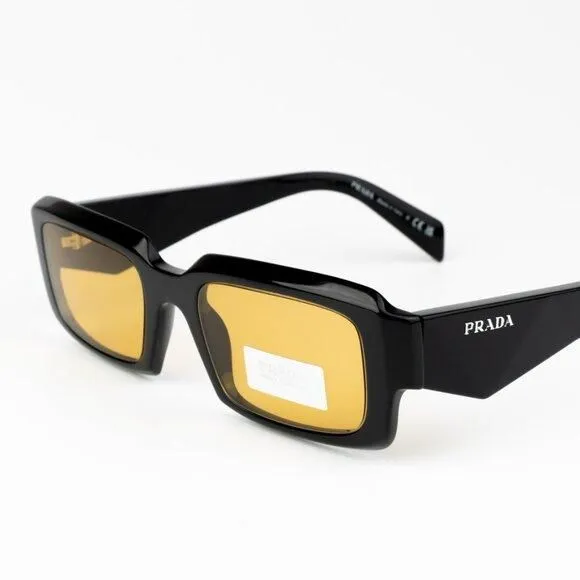 NEW Prada PR27ZS 16K70A Shiny Black Yellow Square Unisex