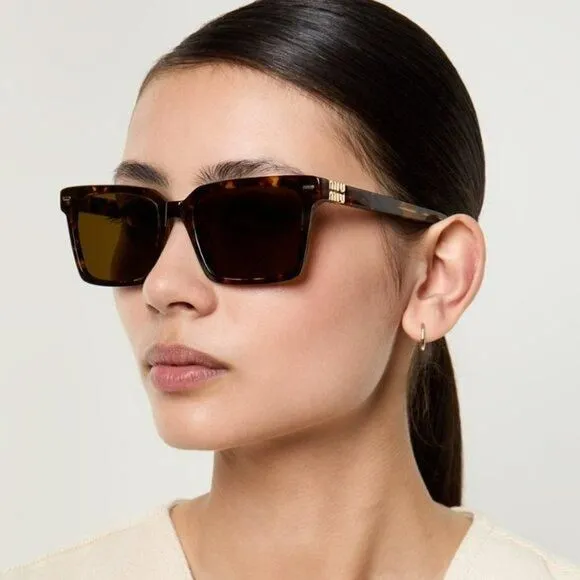 NEW Miu Miu MU13ZS 16K5S0 Black Dark Grey Rectangle Unisex