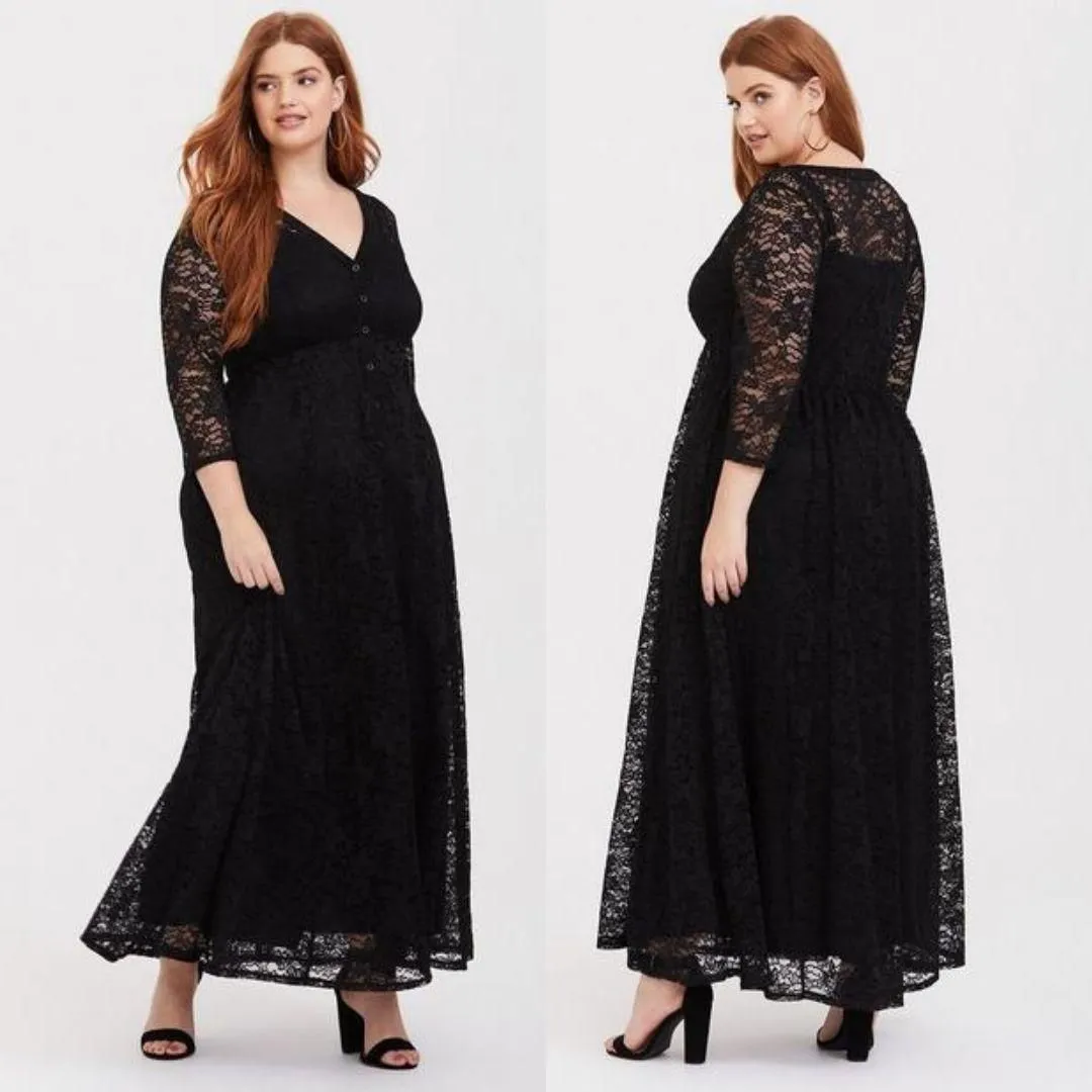 Torrid black lace maxi dress sales