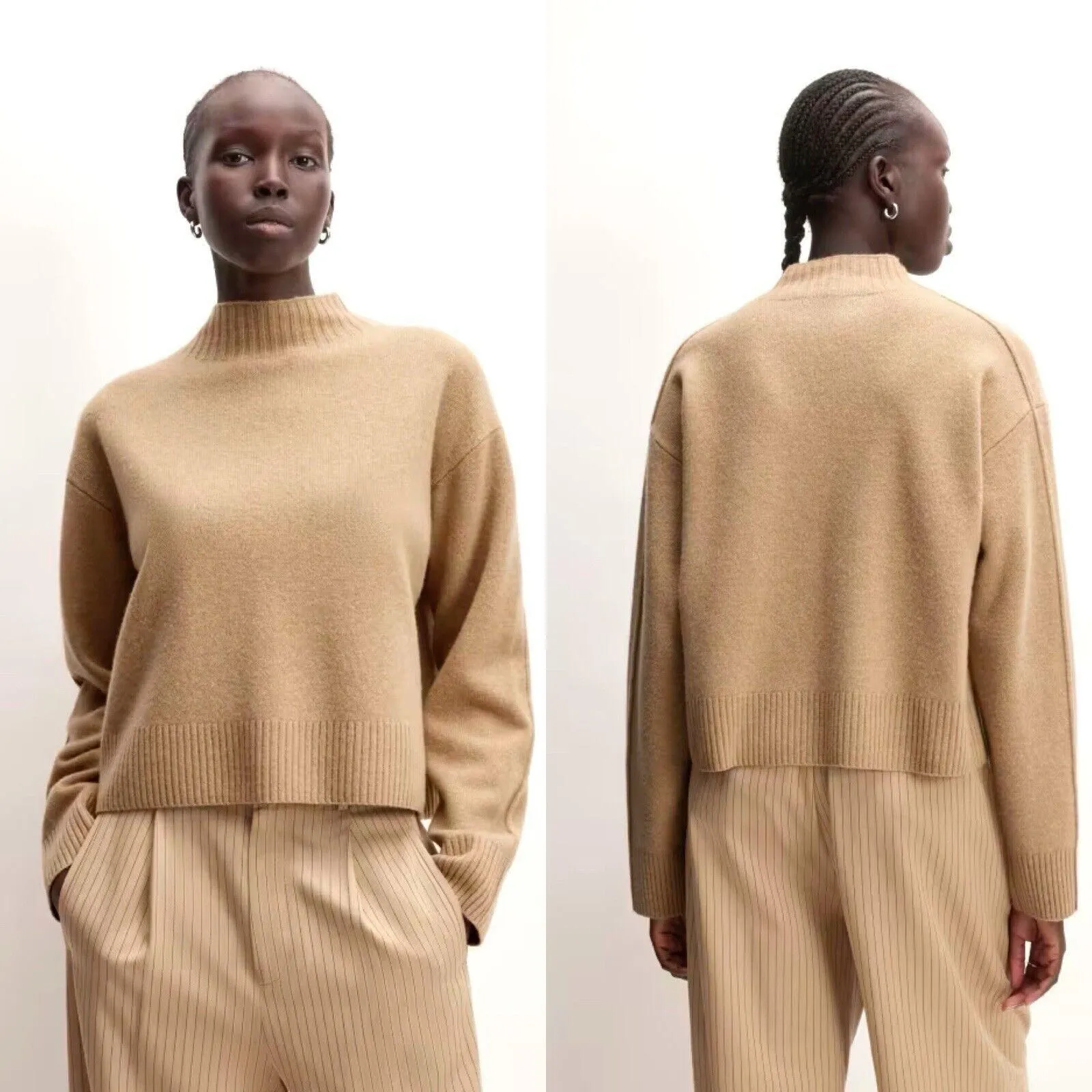 Everlane The Good Merino Wool Mock Neck Sweater Light Camel Women s Small NWT Whatnot Buy Sell Go Live