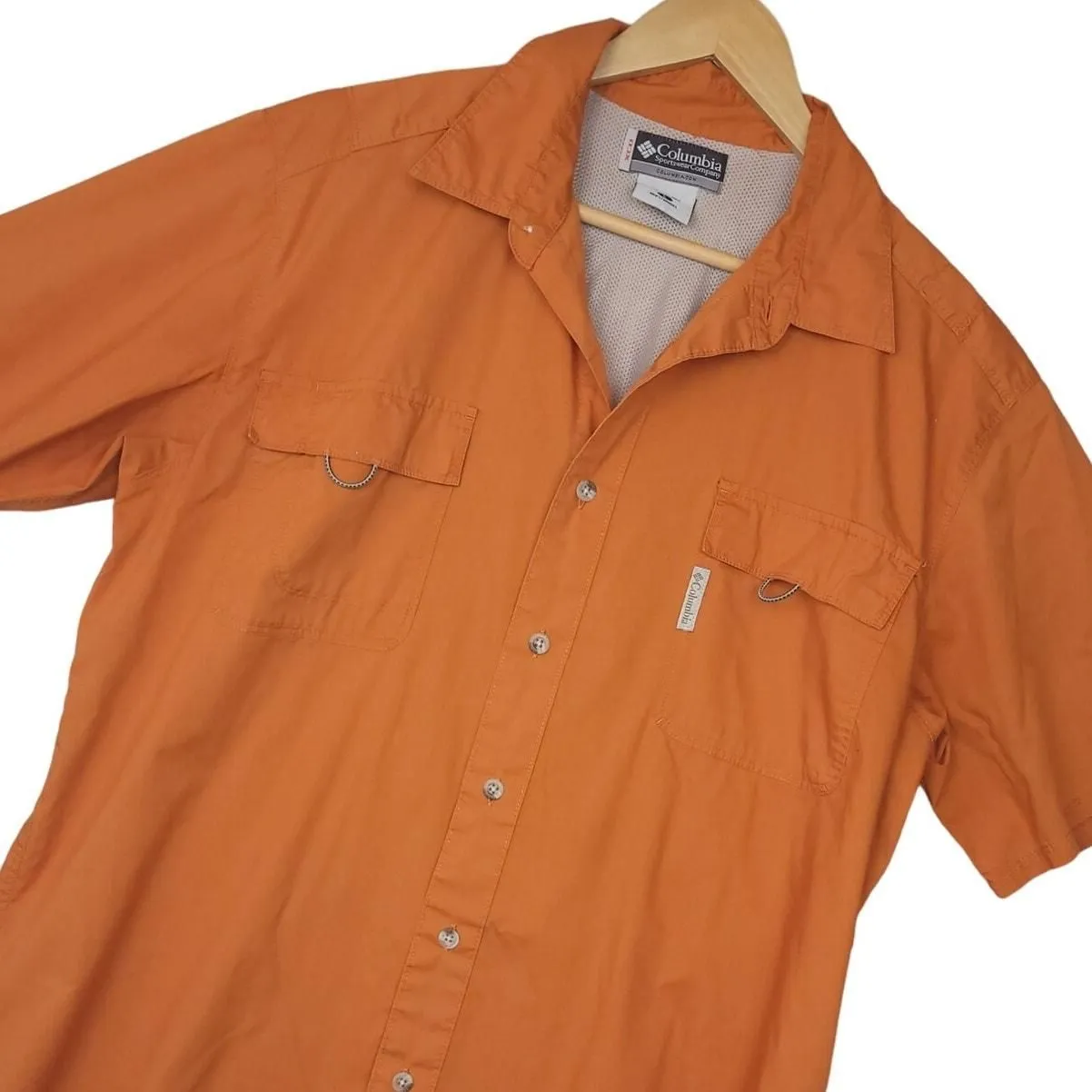 Orange columbia fishing shirt best sale