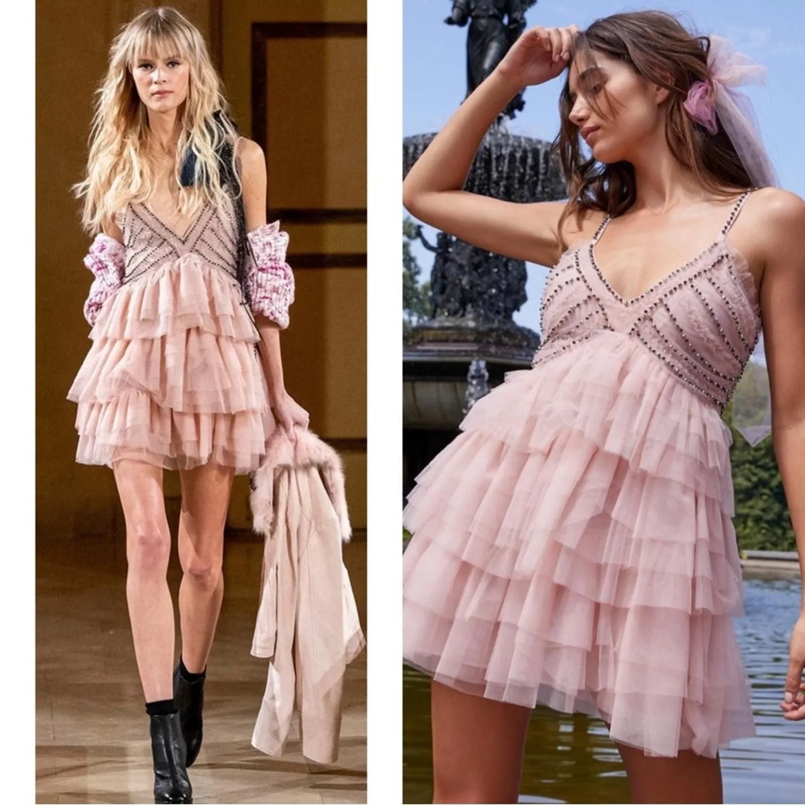 LoveShackFancy Jude Pink Tiered Tulle Beaded Embellished Mini Dress Size 2 Whatnot Buy Sell Go Live