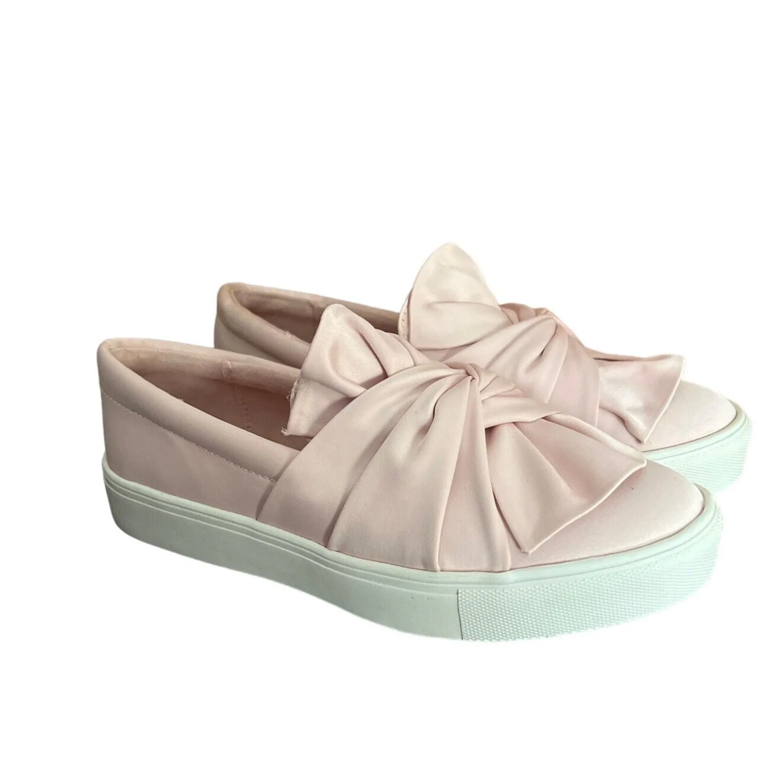 New MIA Zani Bow Sneakers Blush PINK Satin shoes slip ons 6 Whatnot Buy Sell Go Live