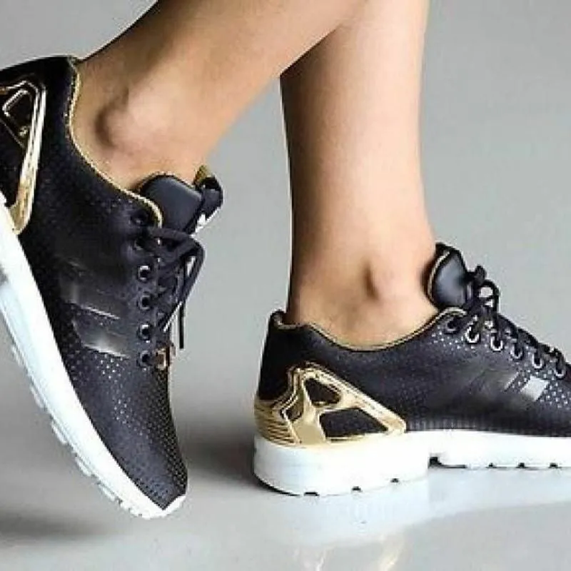 Adidas zx flux black and fashion gold womens