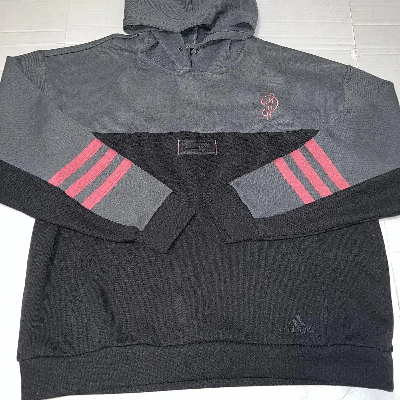 Adidas Mens Large Gray Pink Dame Dolla Pullover Hoodie Sweater Damian Lillard Whatnot Buy Sell Go Live