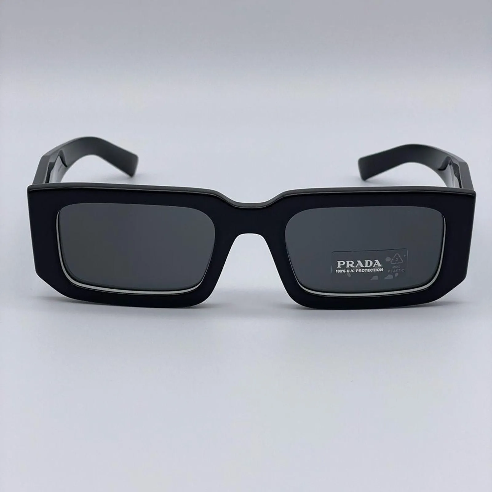 NEWEST PRADA 0PR06YS 09Q5S0 SHINY BLACK WHITE/DAK GREY MENS SUNGLASSES newest