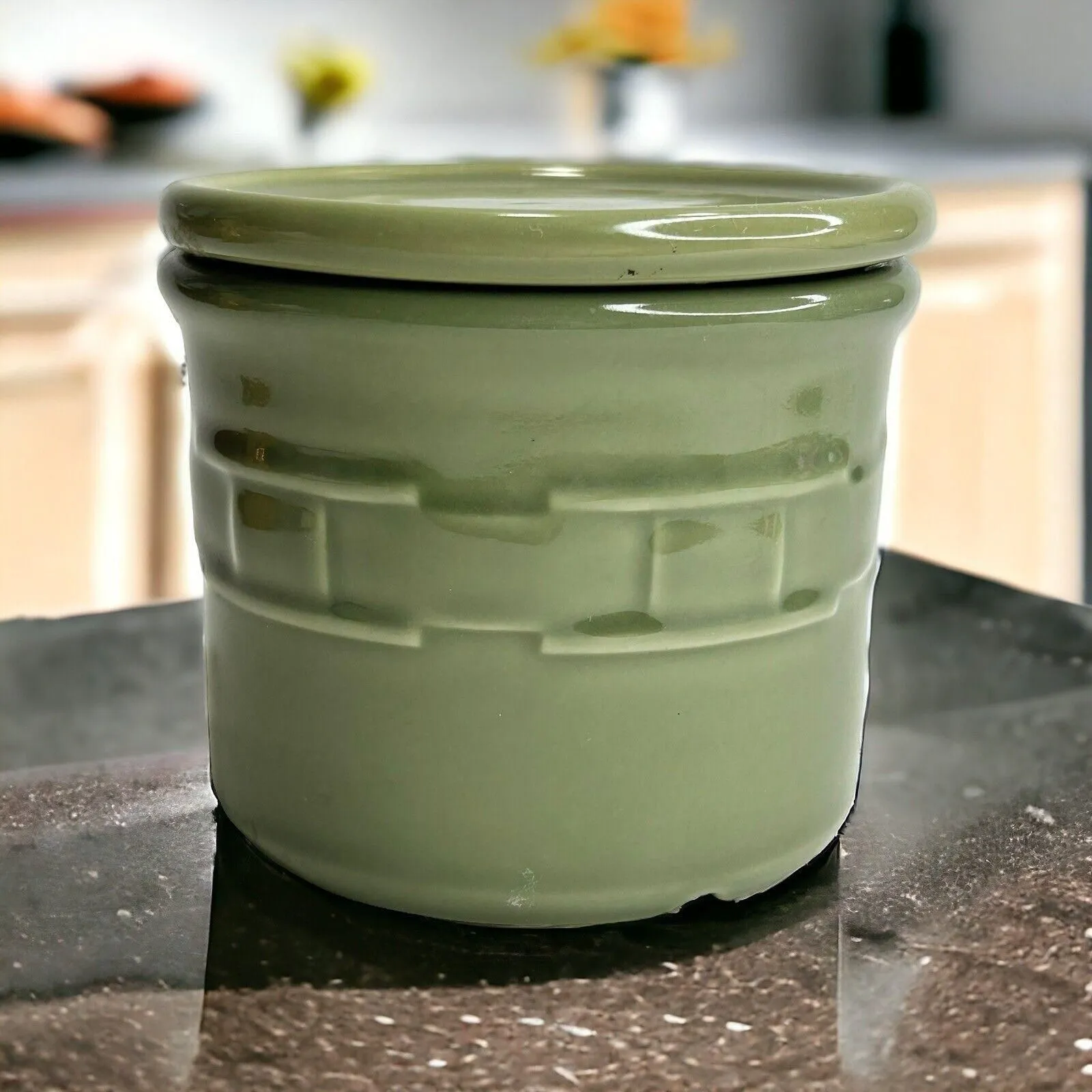 Longaberger high quality pottery green small crock 1