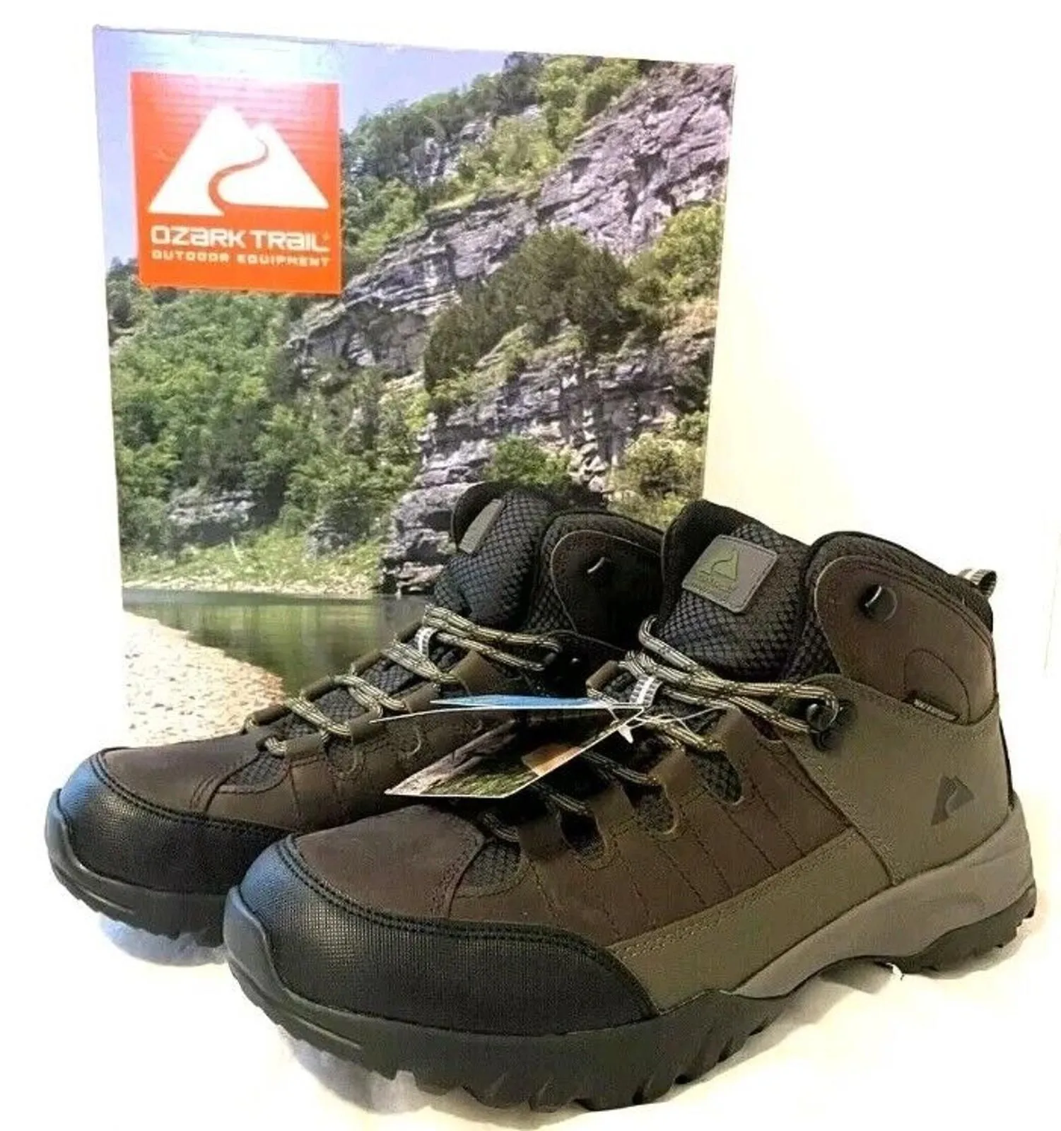 NEW Ozark Trail Men s Hikers Waterproof Brown Leather Boots MEADOWS Size 7 Whatnot Buy Sell Go Live