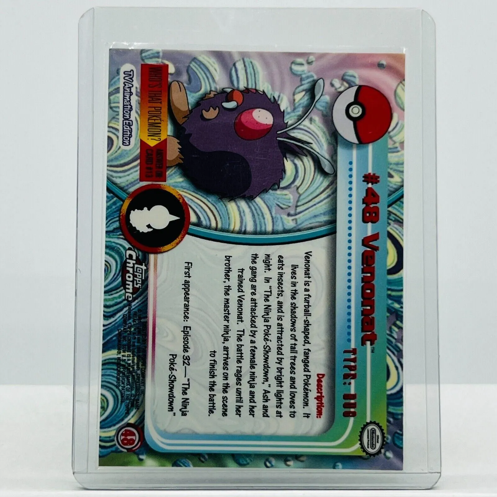 Pokémon Venonat #48 Pokemon 2000 Topps TV Animation Chrome Series
