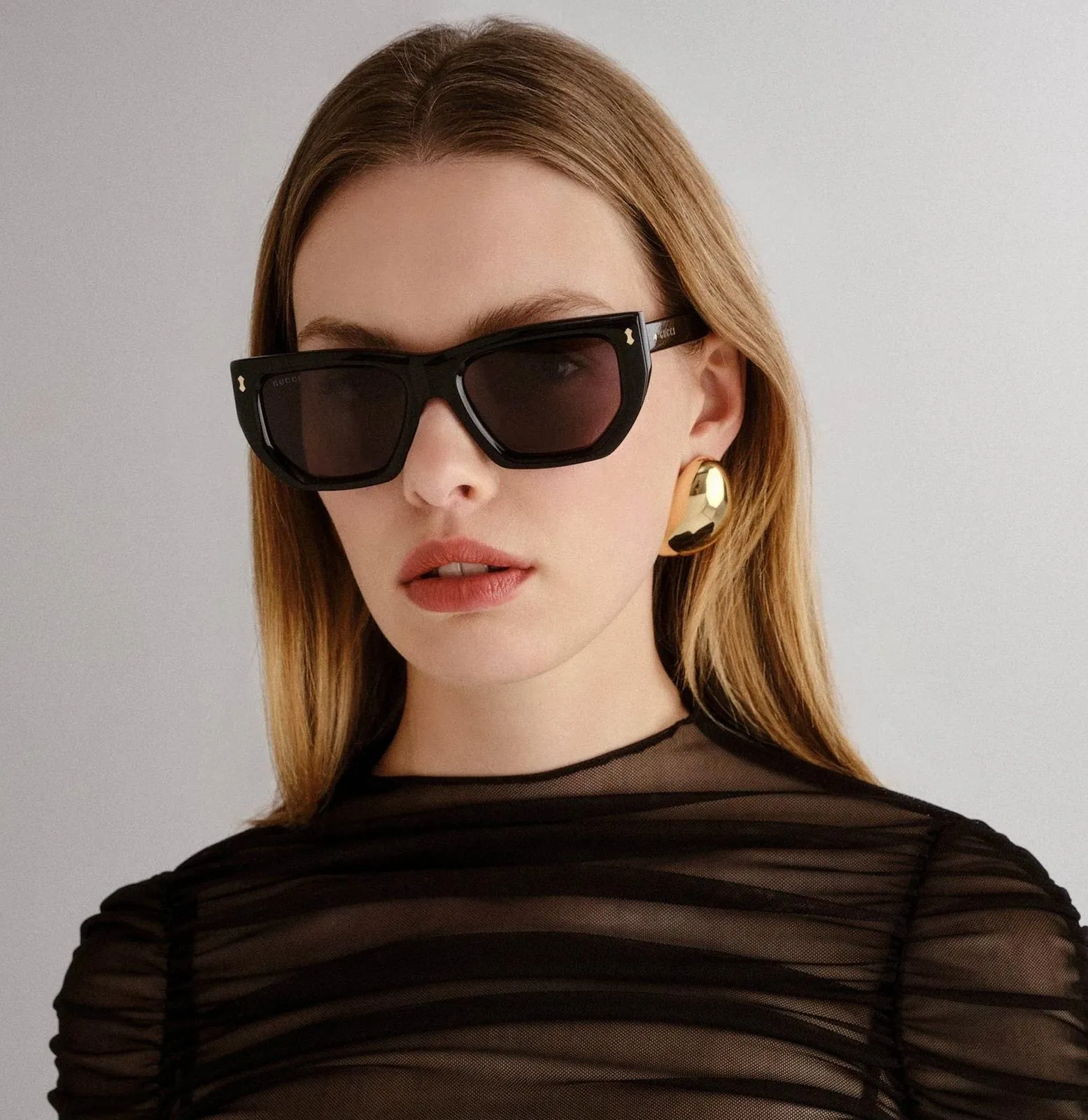 サングラス GUCCI Gucci - GG1520S - 001 BLACK BLACK GREY Gucci GG1520S 001 Sunglasses Shiny Black - eye-oo.com