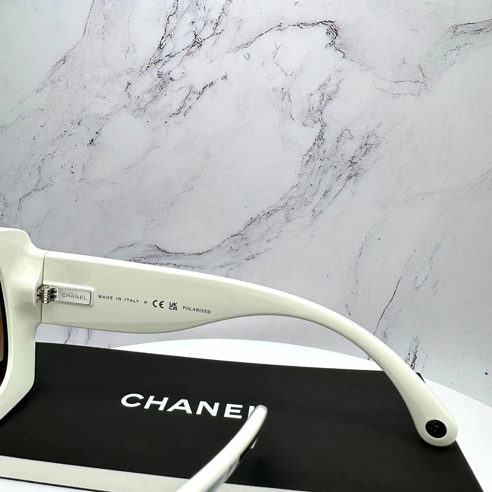 New Chanel Sunglasses Polarized Black White Square CC Logo