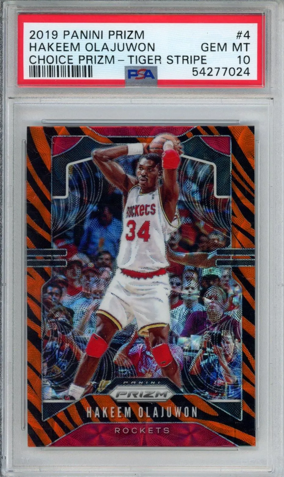 2019 PANINI PRIZM HAKEEM OLAJUWON CHOICE PRIZM-TIGER STRIPE