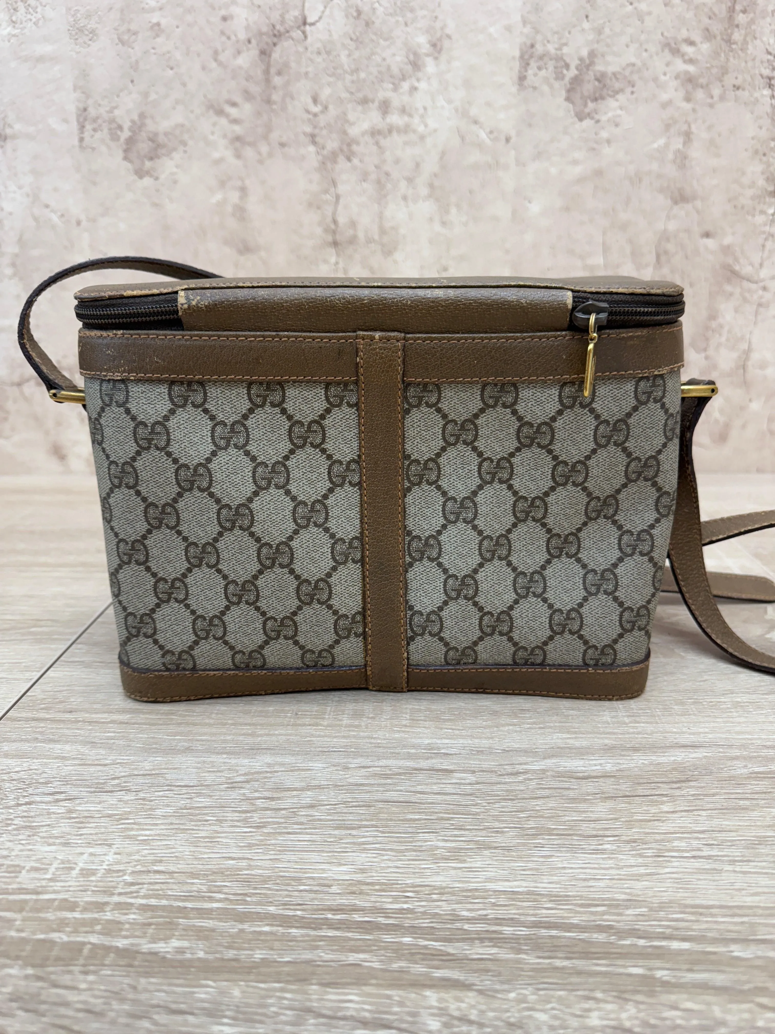 Gucci Vintage Brown Coated Canvas Ophidia Crossbody