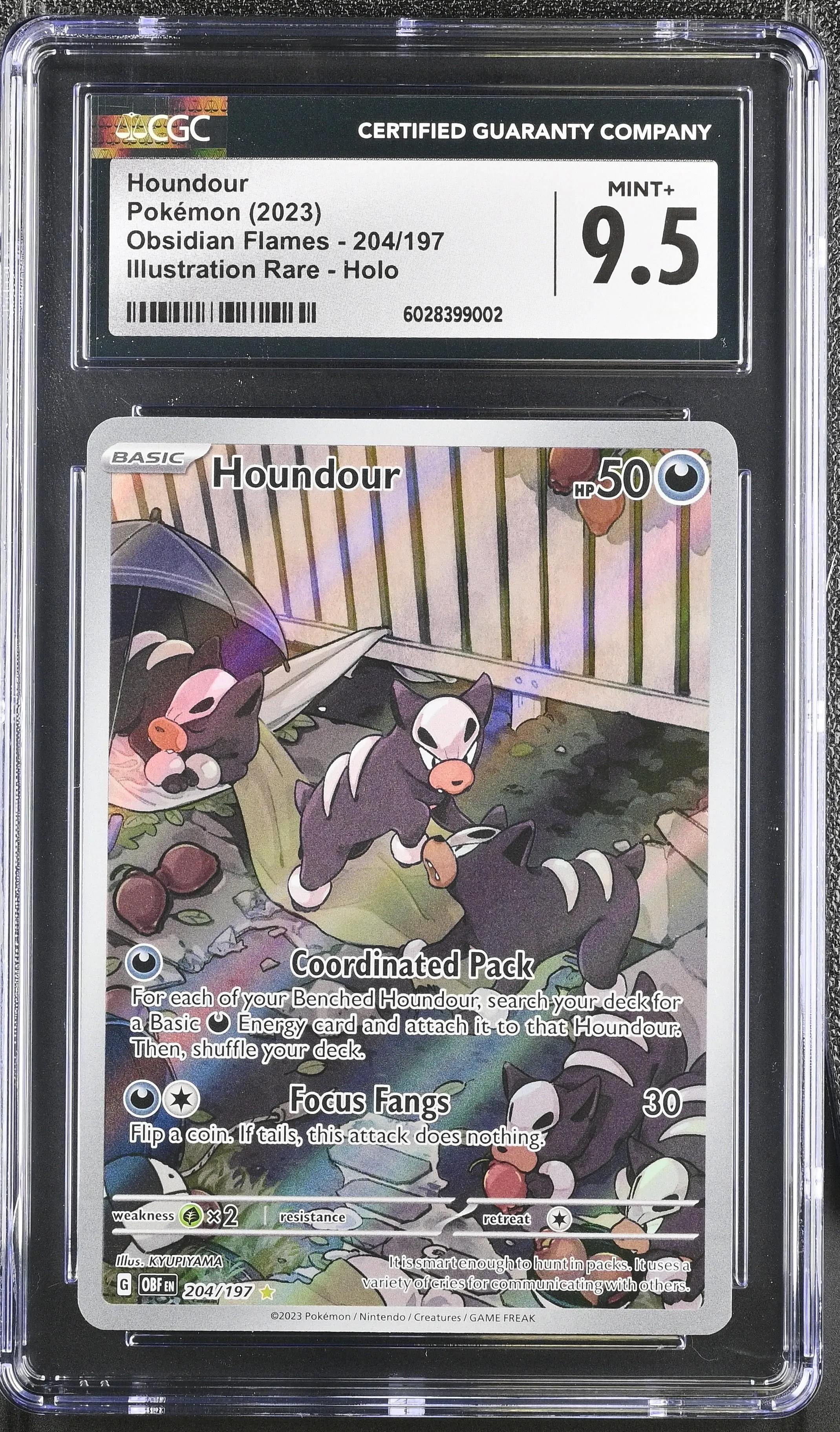 CGC 9.5 MINT+ 2023 Pokemon Houndour 204/197 Obsidian Flames