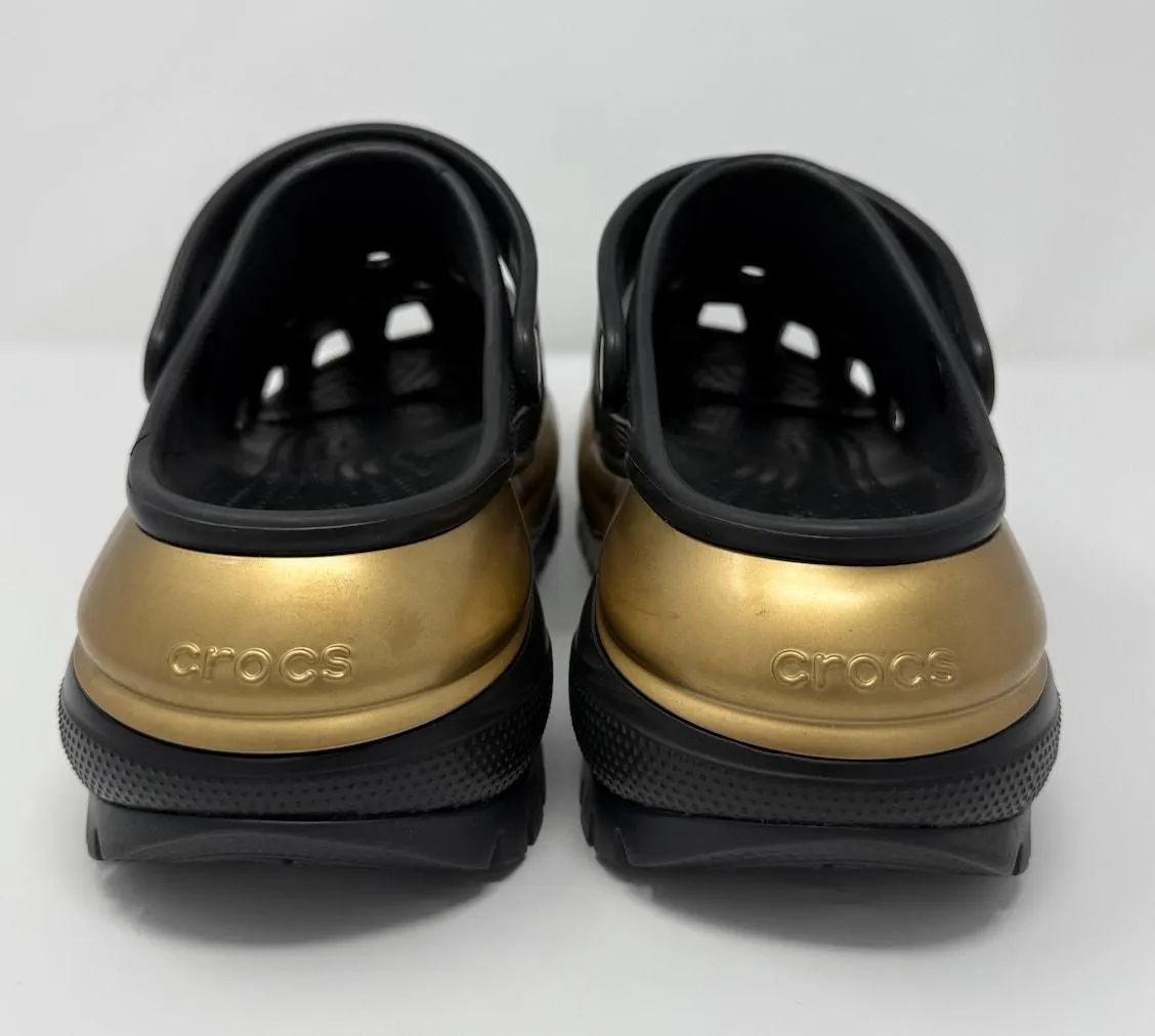 Crocs Mega Crush Clog Unisex W9 M7 Black Metallic Gold Platform