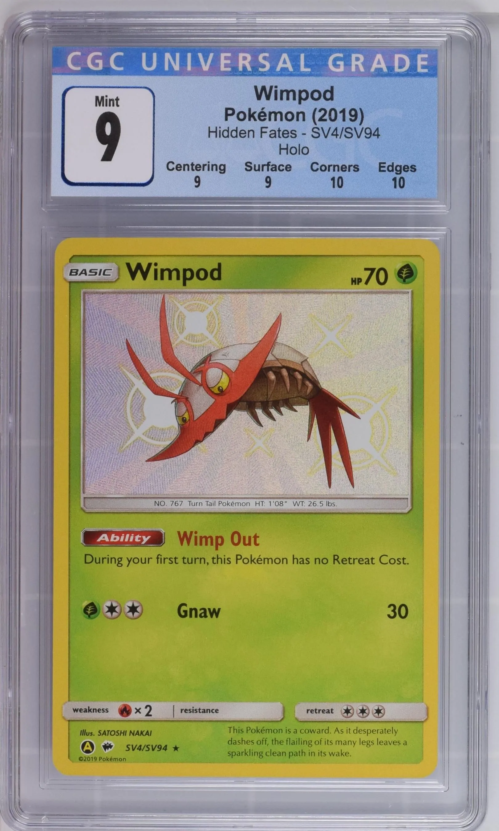 Wimpod #SV4/SV94 English CGC 9 2019 Pokémon Hidden Fates