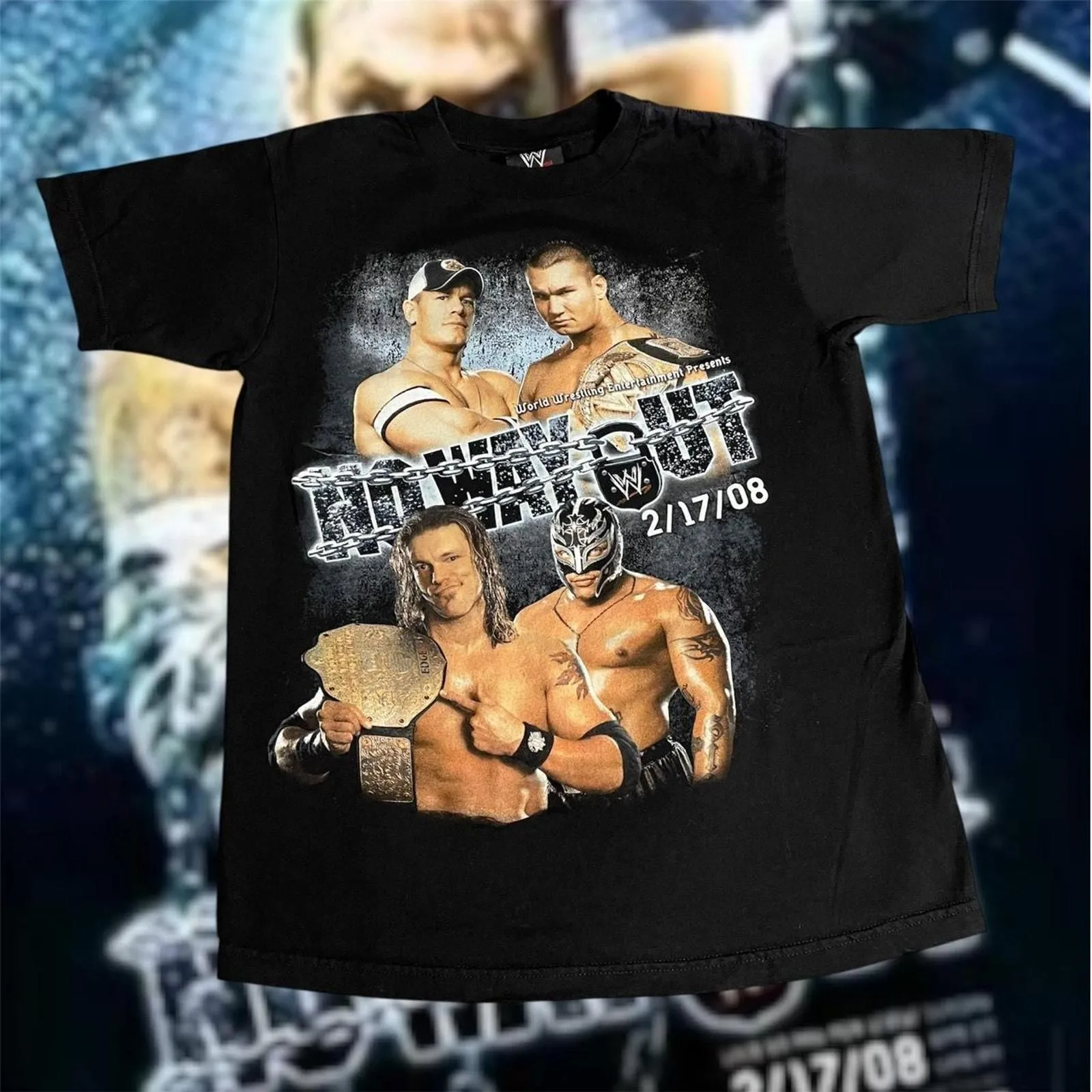 Vintage 2008 WWE No Way Out John Cena Randy Orton Wrestling Tee