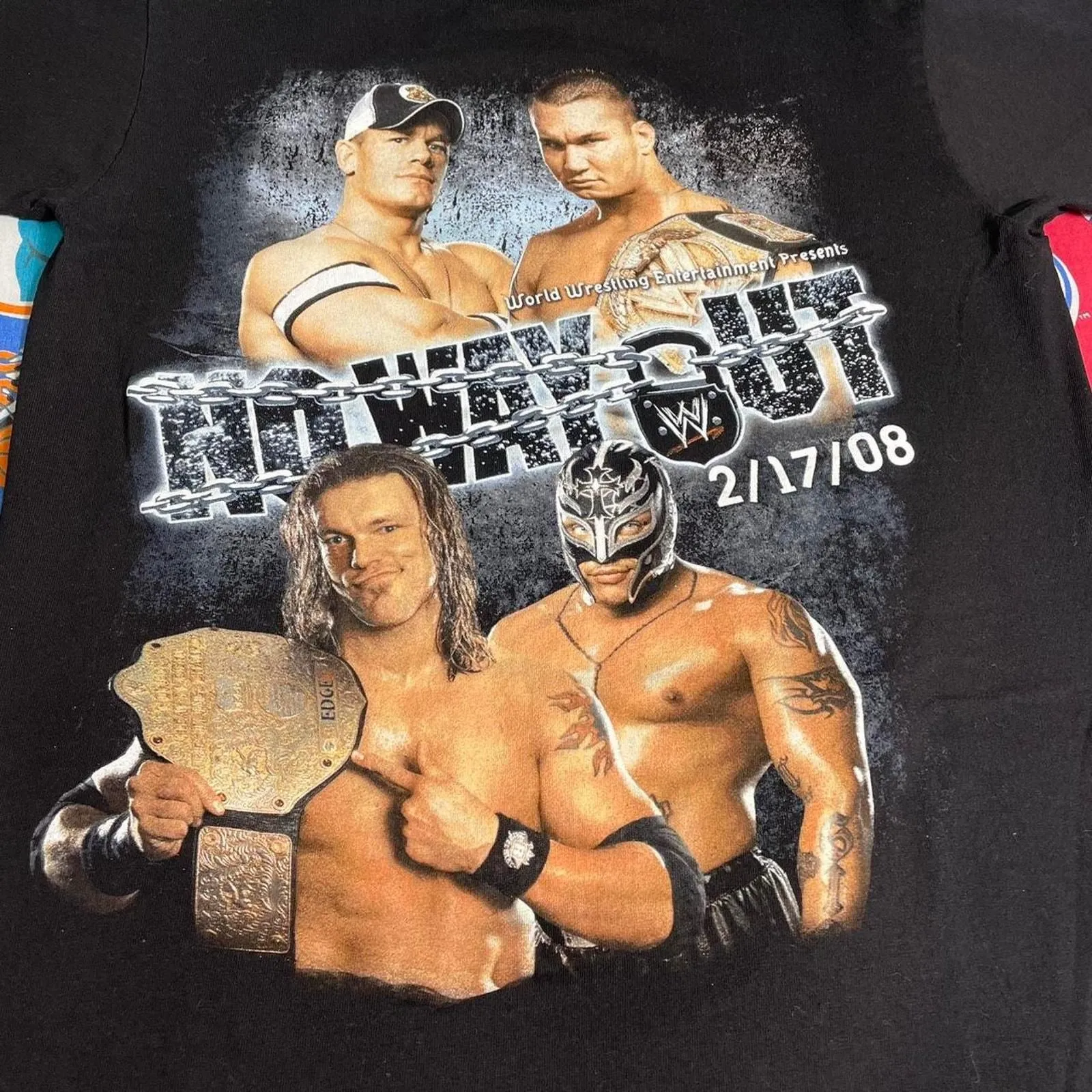 Vintage 2008 WWE No Way Out John Cena Randy Orton Wrestling Tee