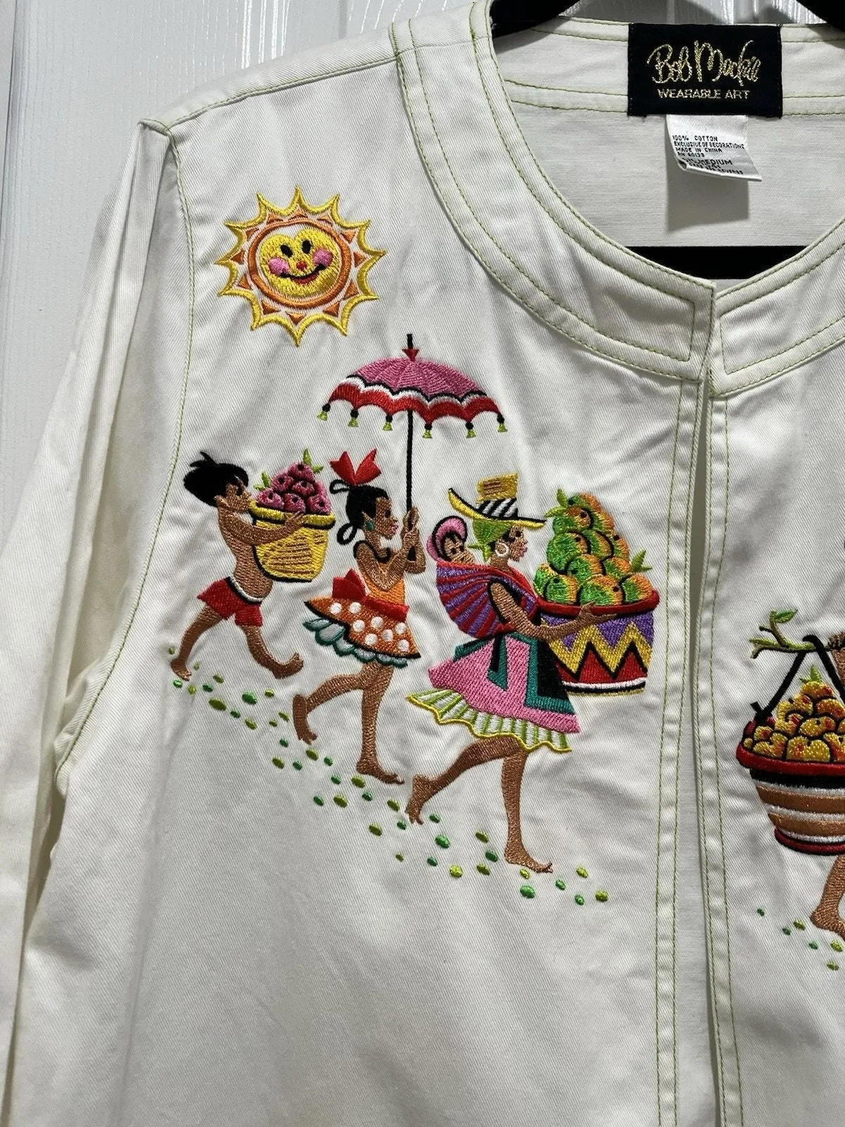 Bob Mackie M Jacket Blazer Wearable Art Embroidered Colorful