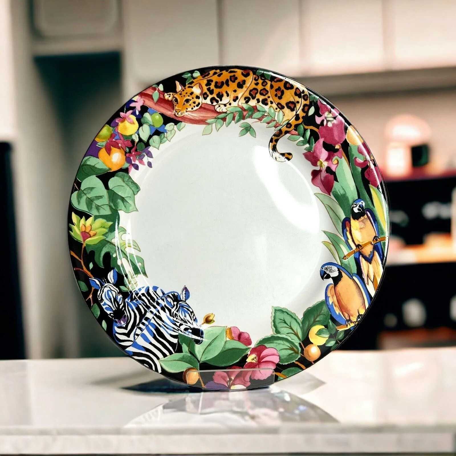 アンティーク雑貨 1993   Plate Vitromaster 1993 Sue Zipkin Rainforest Dinner Plate 10 5/8