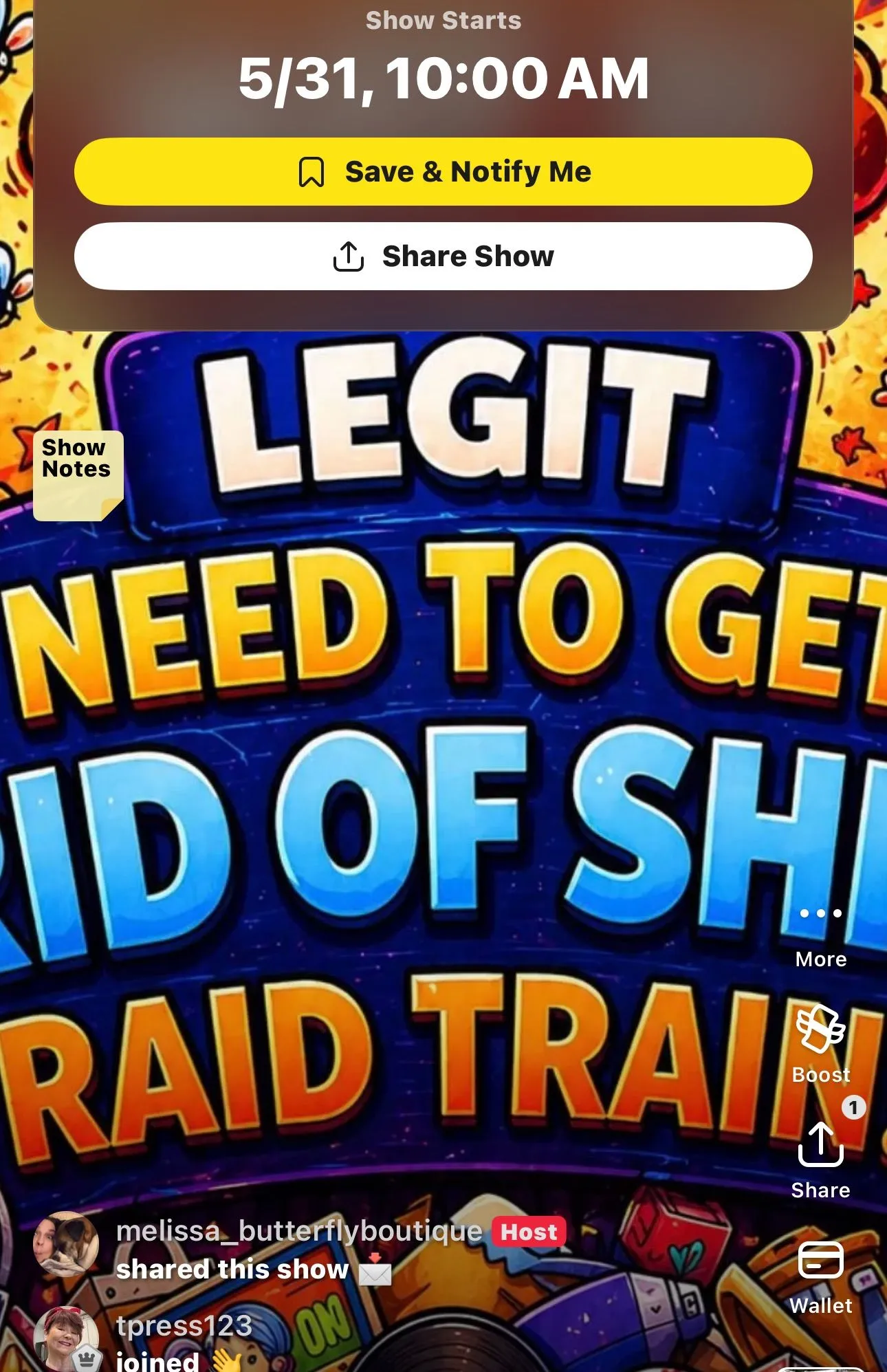 Thumbnail for live show