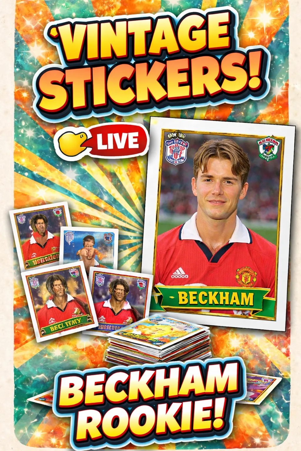 1997 MANCHESTER UNITED FUTERA BECKHAM ROOKIE - VINTAGE FOOTBALL CARD/STICKER STREAM