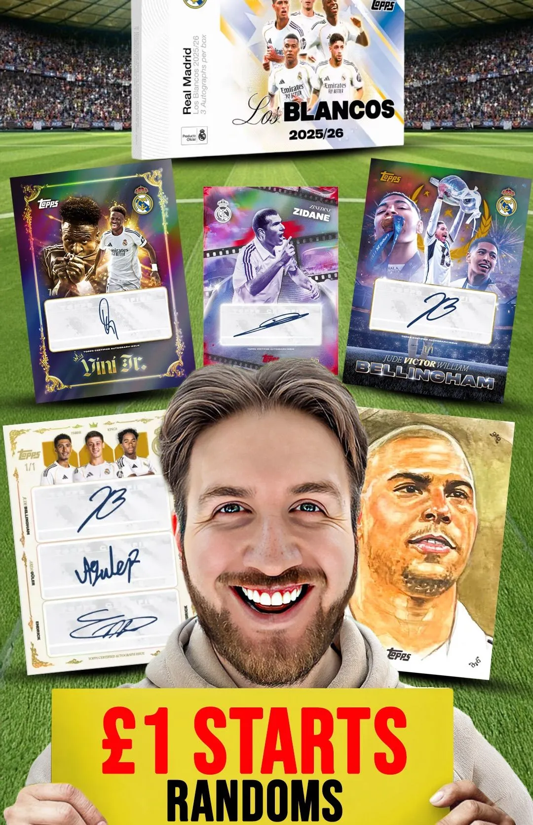 £1 STARTS 🔥 REAL MADRID LOS BLANCOS RANDOM PLAYERS 🔥 3 AUTO’S PER BOX 🔥