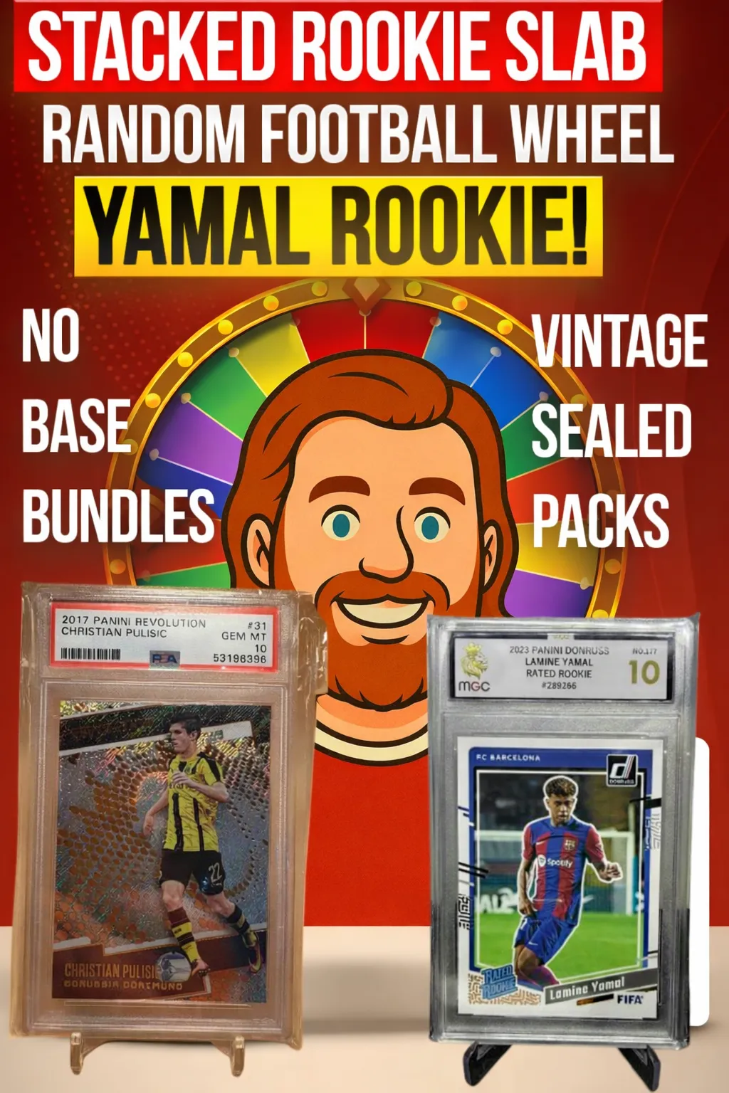 MEGA ROOKIE SLAB RANDOM FOOTBALL WHEEL - NO BASE BUNDLES! VINTAGE SEALED PACKS!