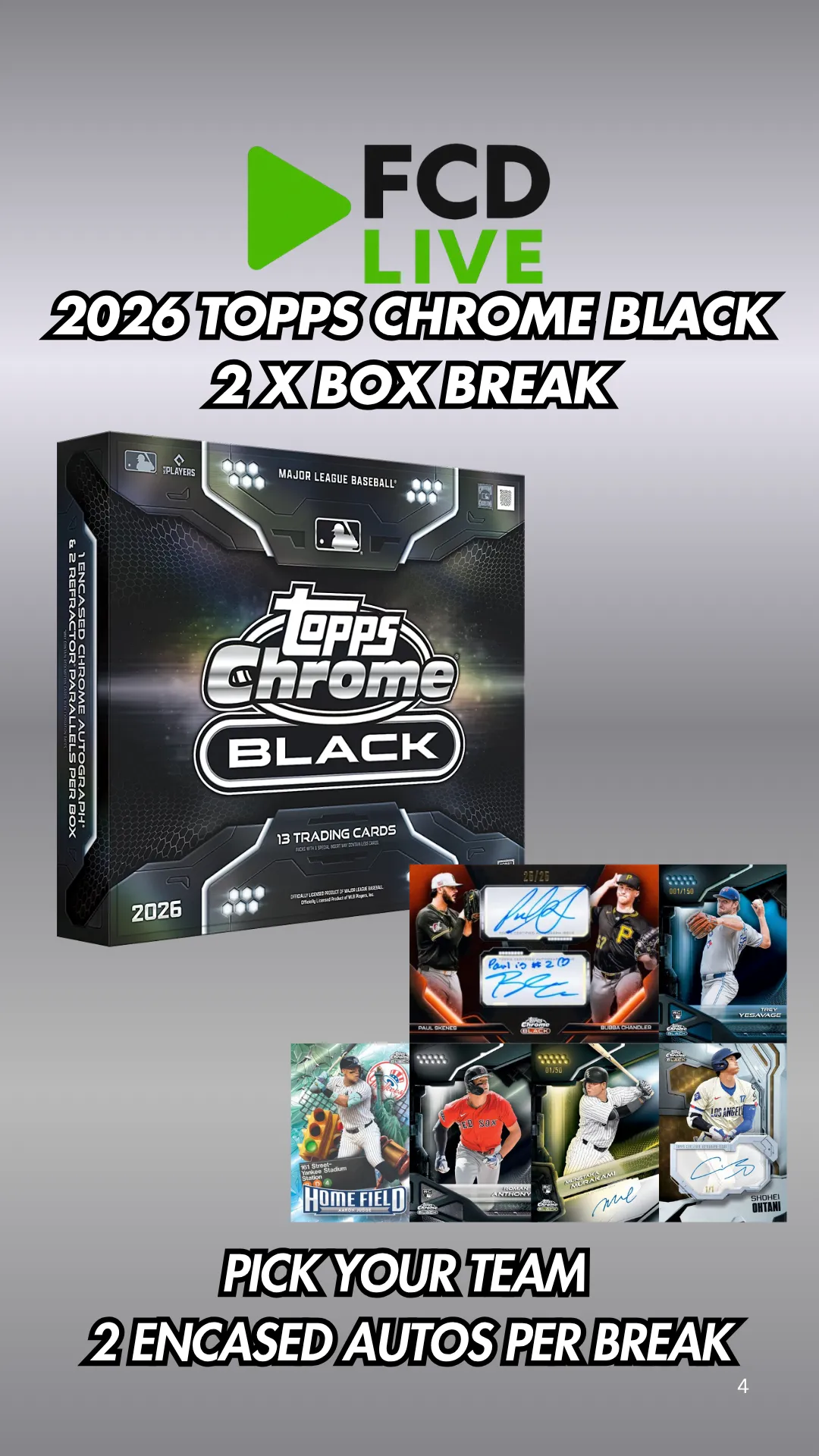 🇬🇧 ⚾2026 TOPPS CHROME BLACK DOUBLE BOX BREAK - 2 ENCASED AUTOS PER BREAK