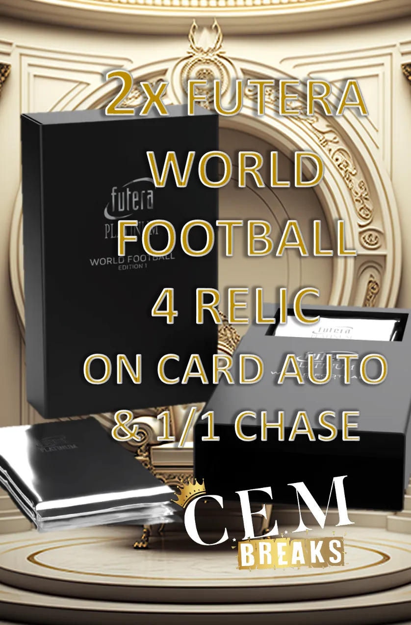 DOUBLE FUTERA WORLD FOOTBALL 4 RELIC & ON CARD AUTO CHASE!!