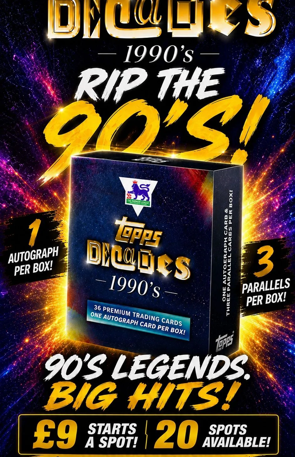🔥 TOPPS DECADES 1990’s ⚽ £3 STARTS! LEGENDS, AUTOS & BIG HITS! 🔥