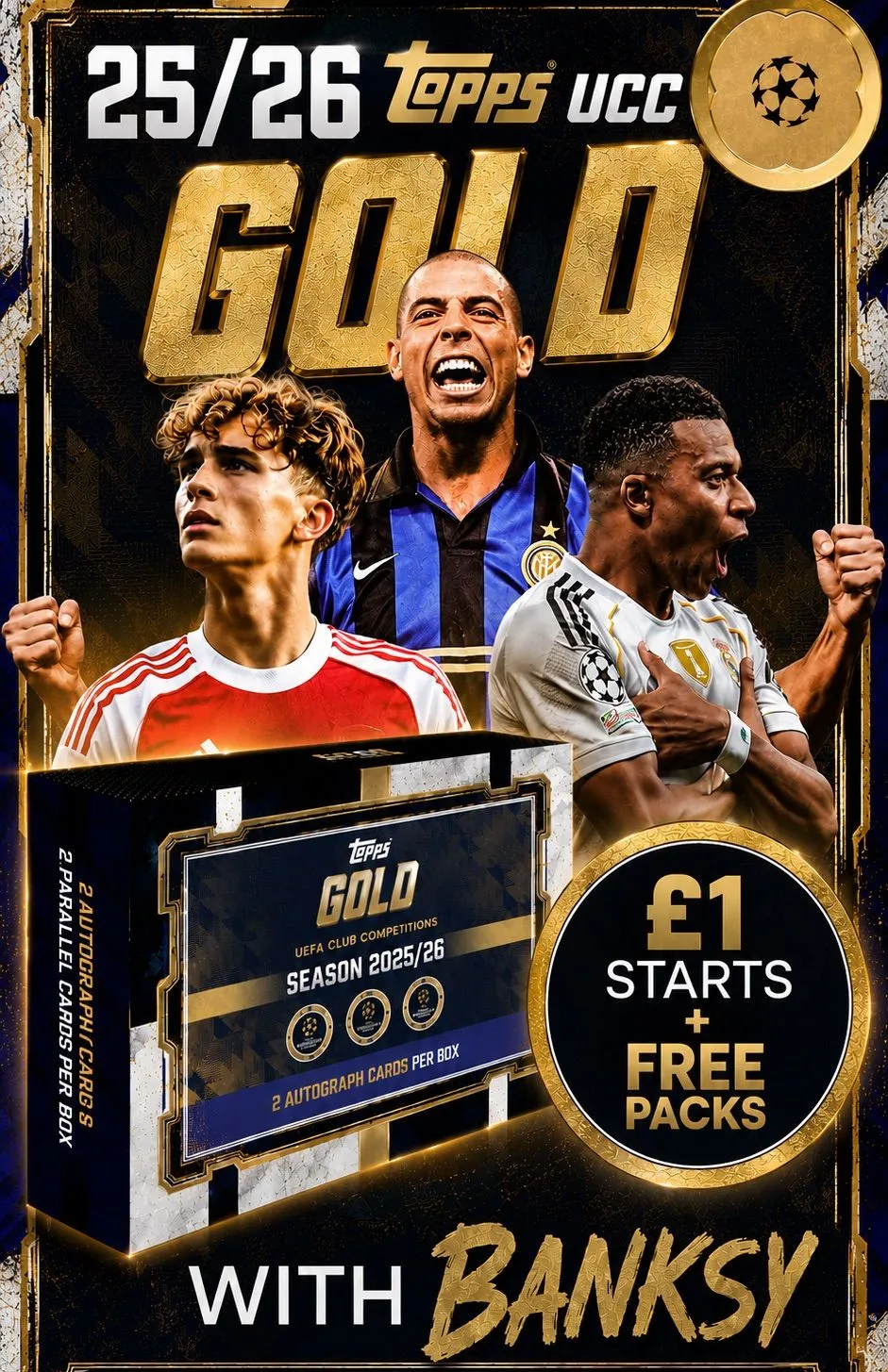 £1 STARTS & FREE PACKS! 2025/26 TOPPS UCC GOLD