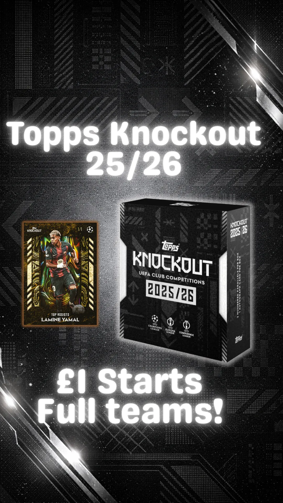 FREE PACKS! £1 Starts Full Teams Topps Knockout 25/26